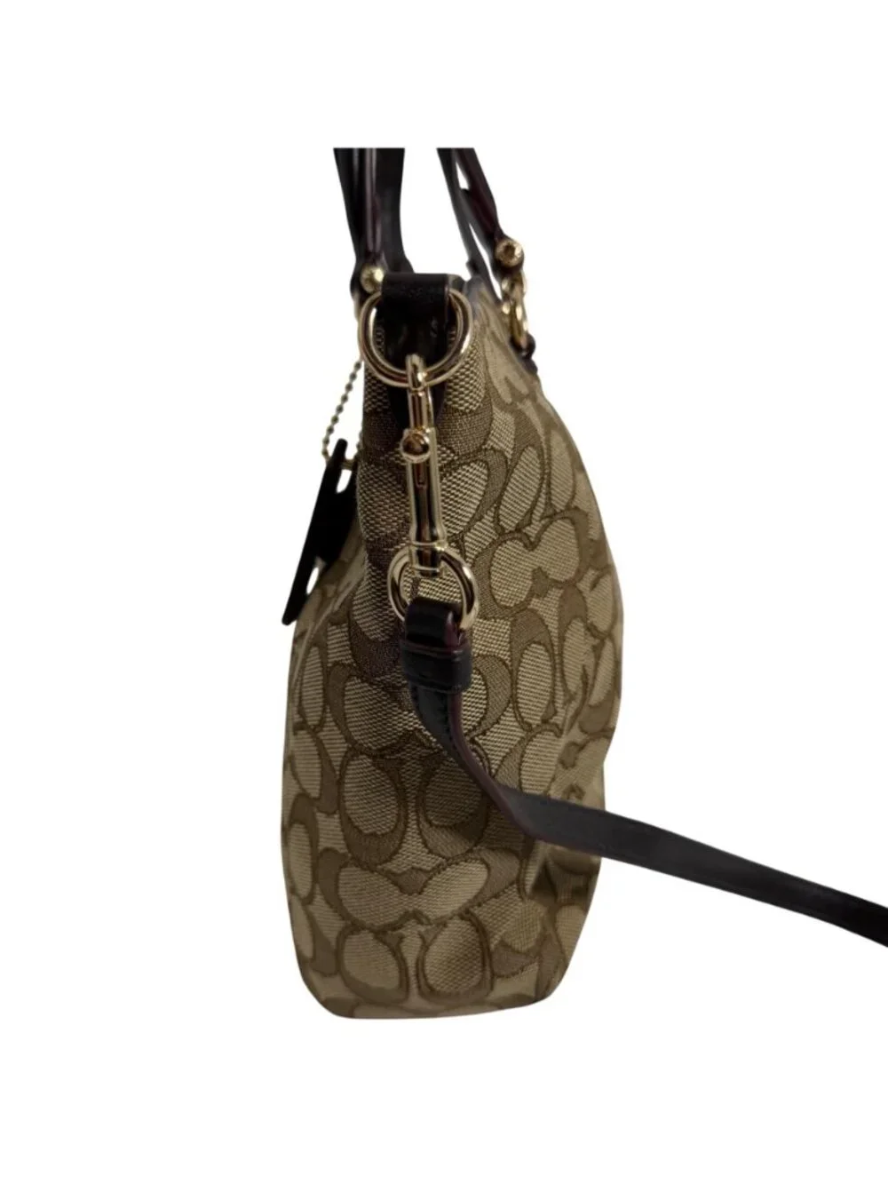COACH Prairie Satchel Signature Logo Tan Jacquard Shoulder Bag Satchel 58875 EUC